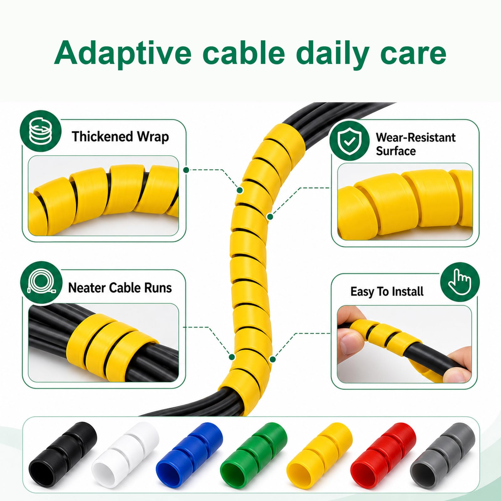 Protector De Cables Organizador,Envoltura En Espiral ProteccióN De Cable,Funda Espiral para Cables,Reutilizable,Usar Simplemente,A Prueba De Polvo,para TV Pc Escritorio