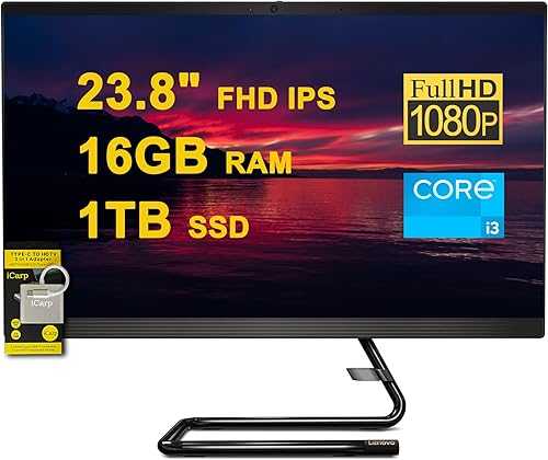 Lenovo IdeaCentre AIO 3i - Escritorio todo en uno de 23.8 pulgadas FHD IPS pantalla antirreflejante de 11 generación Intel Core i3-1115G4 procesador
