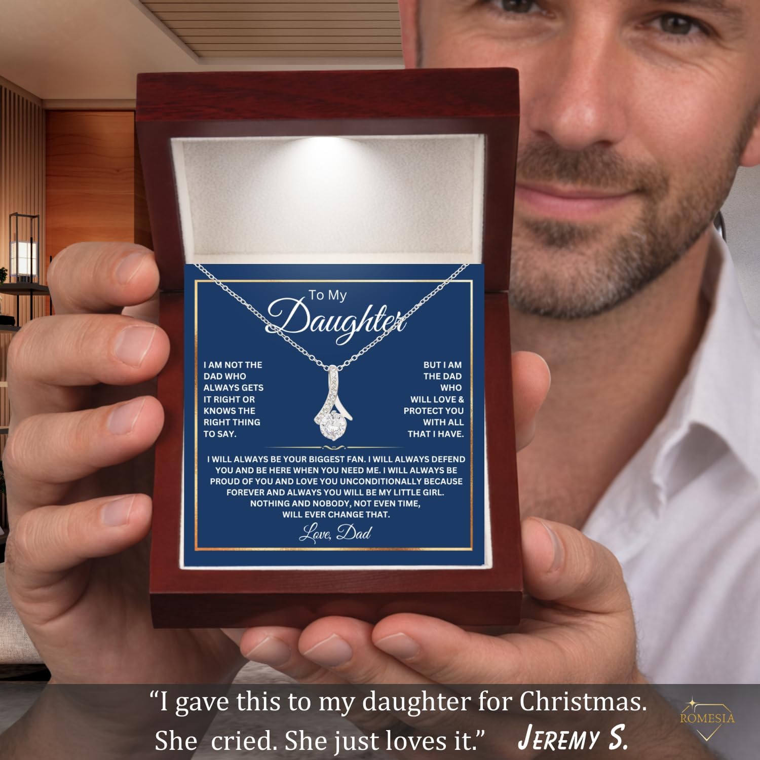 To My Daughter Necklace From Dad With Heartfelt Message, Daughter Birthday Present From Dad, Jewelry Gifts For Graduation for Her From Mom or Daddy, 14K Pendant - Image 4