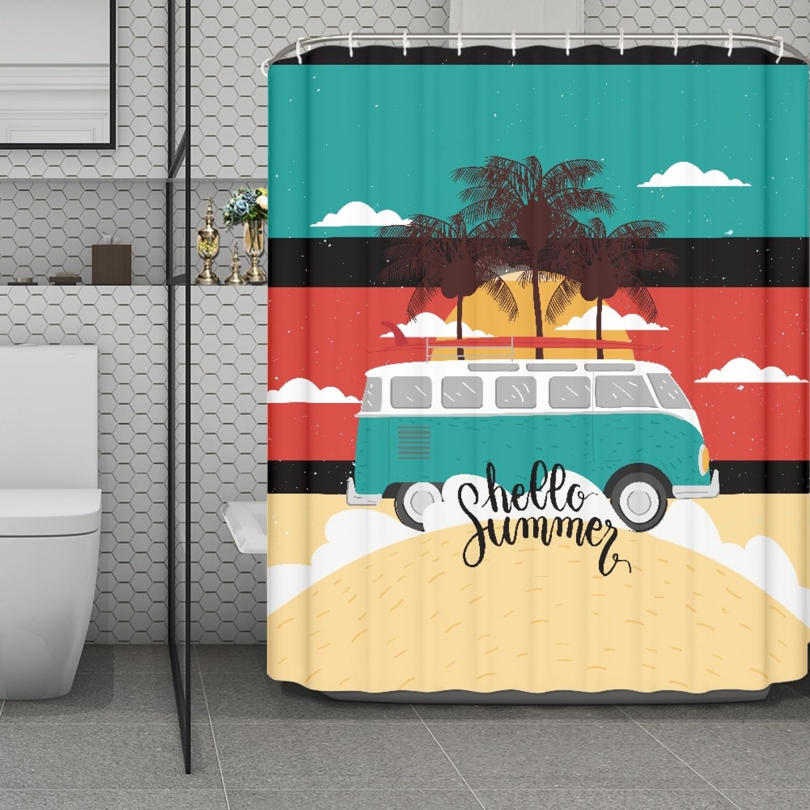 Rideau de douche anti moisissure 200X240 fini l'eau sur le sol