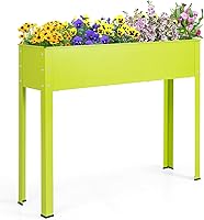 Vista 10 de S AFSTAR Cama de jardín elevada, maceta elevada galvanizada con patas y agujeros de drenaje, cama de jardín independiente para interiores