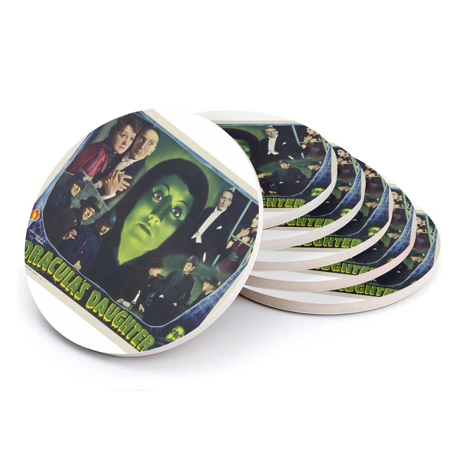 Sous-verres céramique Dracula idée cadeau originale pour passionné de cinéma vintage fantastique