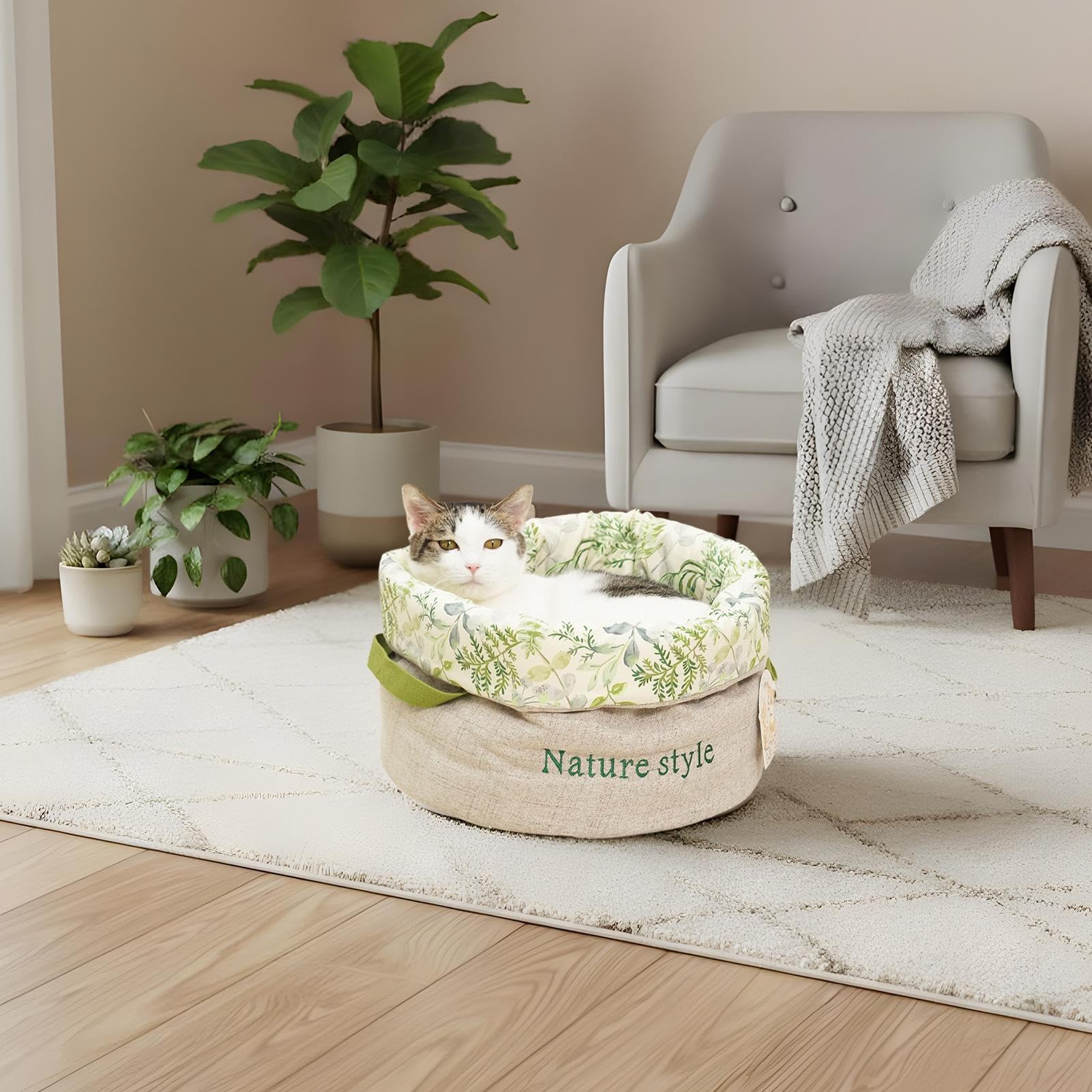 Katzenbett | Zubehör für Haustiere, waschbar, mit Griffen, Winternest für Katzen, kleines Hundebett, für kleine Hunde, Winter, Innenraum, Wohnung, Außenbereich