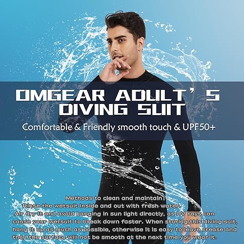 Vista 32 de OMGear Traje de neopreno para hombres y mujeres, 0.118 in, cuerpo completo, protección UV, una pieza, manga larga, trajes de buceo, traje de baño