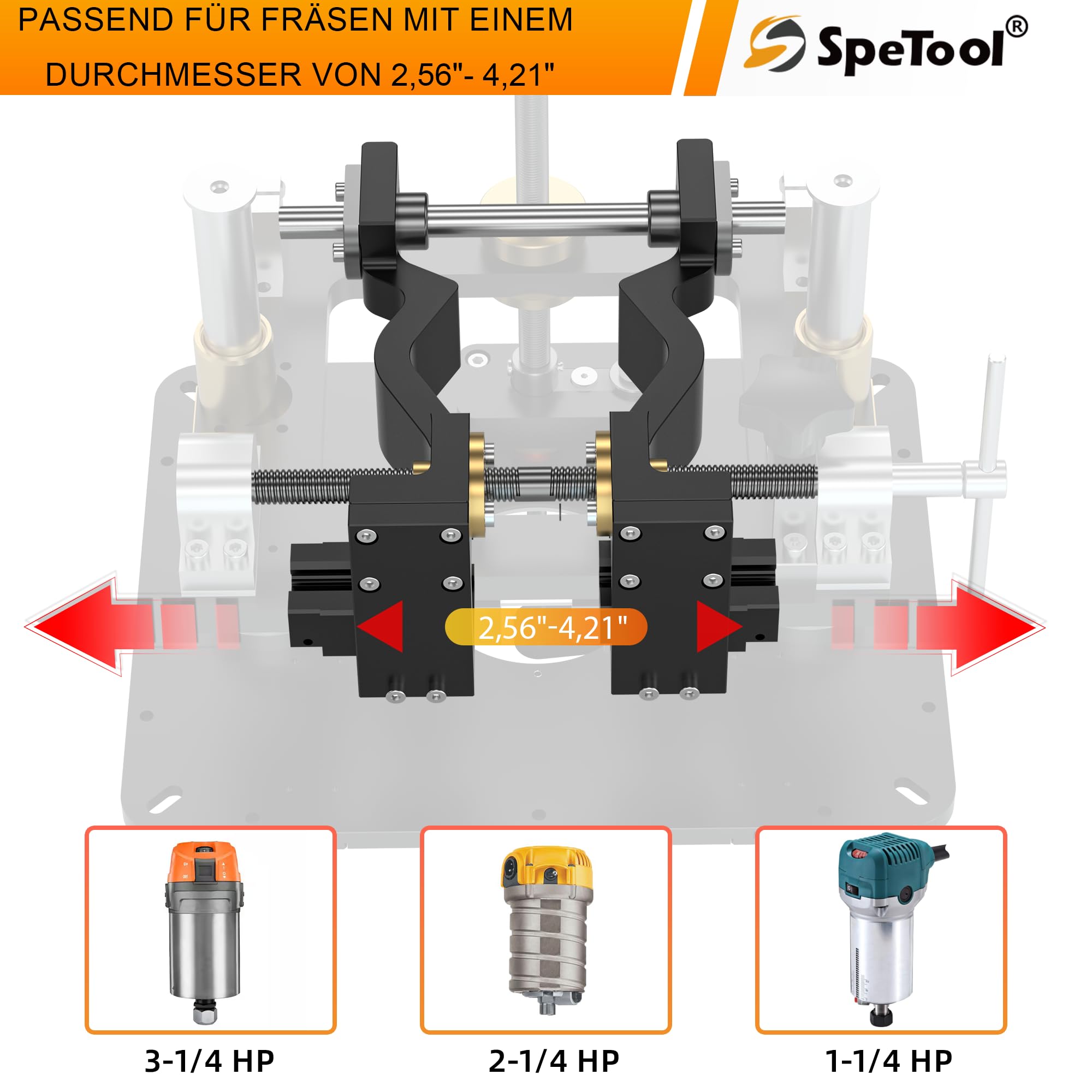 SpeTool Sollevatore per fresatura superiore con diametro da 65 mm a 107 mm, sollevatore superiore in alluminio con stencil fai da te e 3 anelli magnetici, 9-1/4" x 11-3/4" per la lavorazione del legno