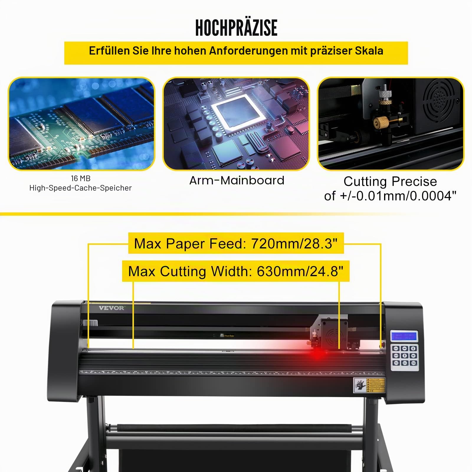 VEVOR Vinyl Schneideplotter Max. Papiereinzug 720 mm, Folienplotter Schneidkraft 500 g, Plotterschneider mit optisches Auge, Signmaster-Software, Schrittmotor, Plotter Halbautomatisch mit Ständer