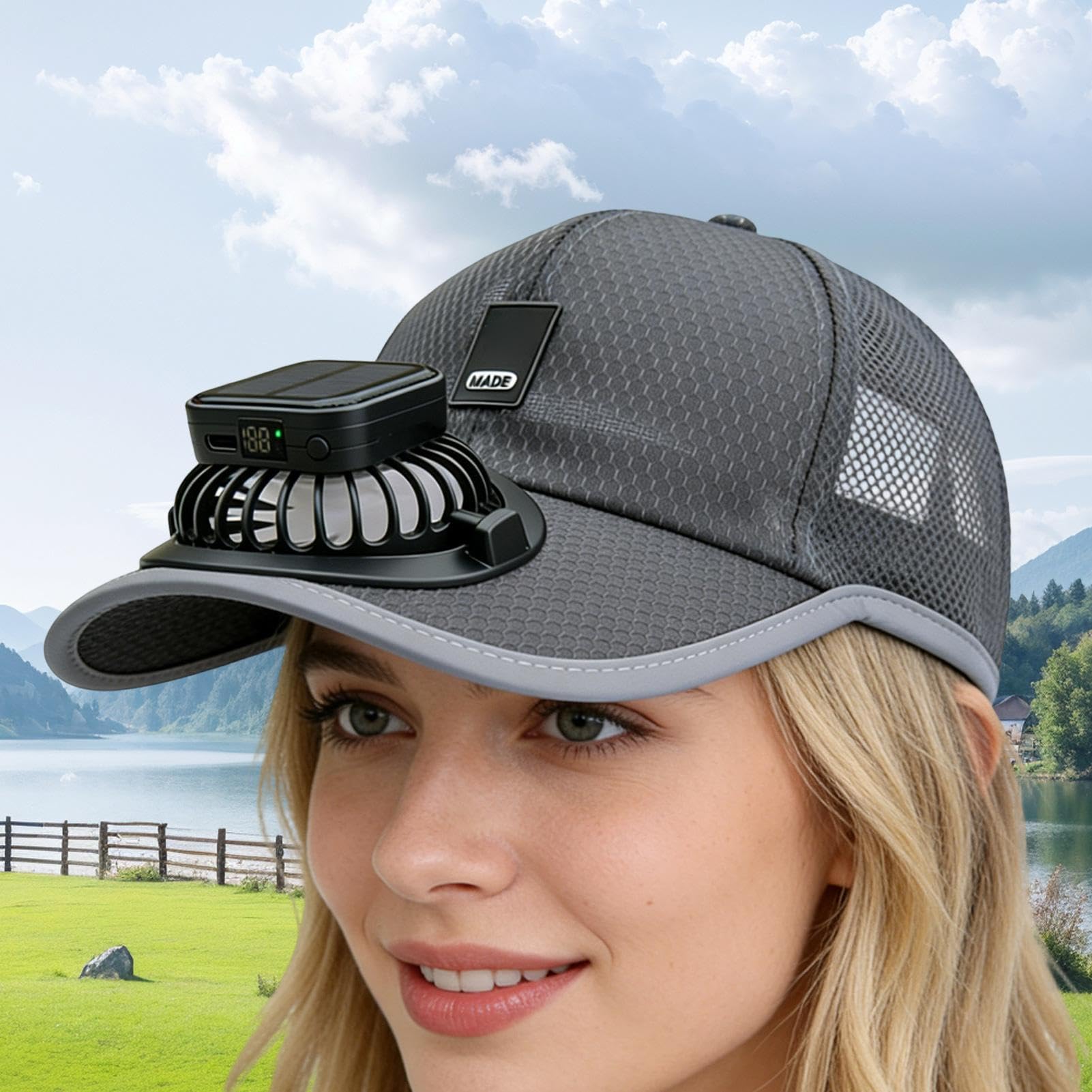 Genérico Sombrero con Ventilador Solar | Cargador USB Gorra de Viento de Ala Ancha,Sombrero Solar con Ventilador - para Actividades al Aire Libre, Playa, Campamento, Senderismo, Jardinería, Trabajo