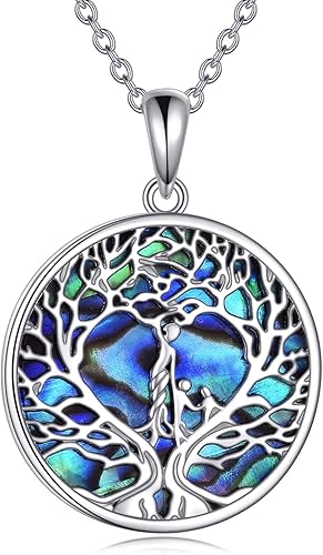 CRMAD Regalos para el día del padre, collar de plata esterlina con árbol de la vida para mujeres, mamá, abuela, madre de hija e hijo, Metal, no