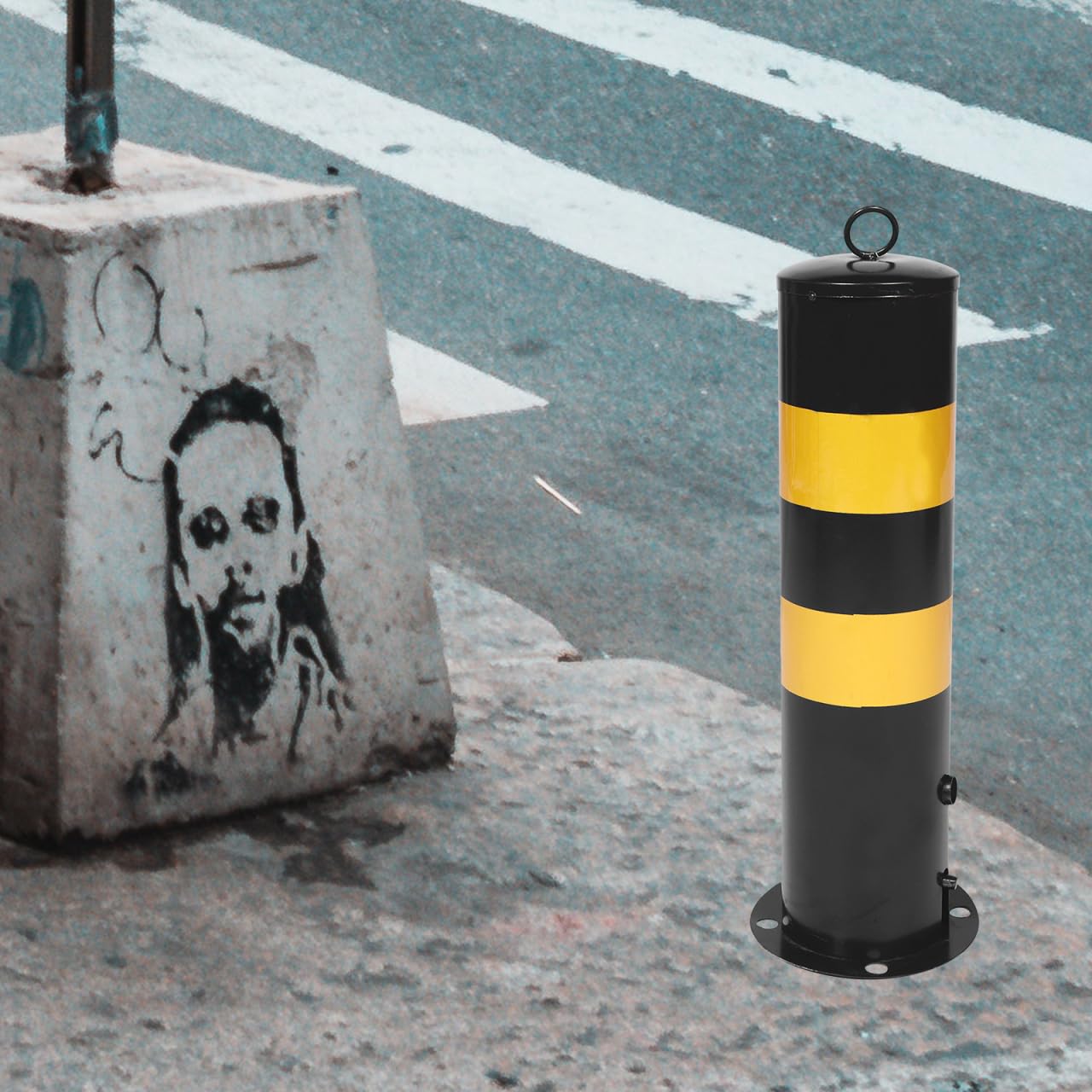 Housoutil Poteau Parking de Sécurité en Acier Noir, Colonne D’avertissement Anticollision, Résistance à L’oxydation et Protection pour Parking et Allée