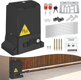 Schiebetorantrieb 280W, Garagentorantrieb bis 600kg, Schiebetorantrieb Set mit Fernbedienungen und Automatische Schließfunktion, Automatischer Flügeltorantrieb Torantrieb, Schwarze