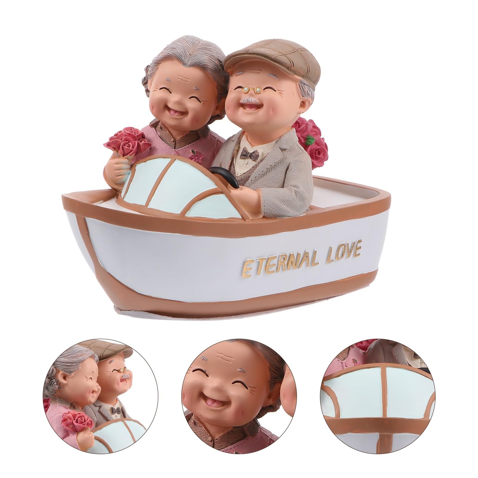 ibasenice Liebevolles Älteres Ehepaar Harz Paar Ornament aus Kunstharz Romantische Tischdekoration für Zuhause und Jahrestag als Geschenk für Großeltern