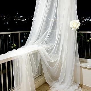 12m x 1.6m Weiß Organza Stoff, Organza Tischläufer zum Dekorieren, Weißer Tüllstoff, Soft Tüllstoff Tüll Stoffe, für DIY, Bühnendekoration, Vorhang, Nähen, Geschenke Deko (1200, Zentimeter)