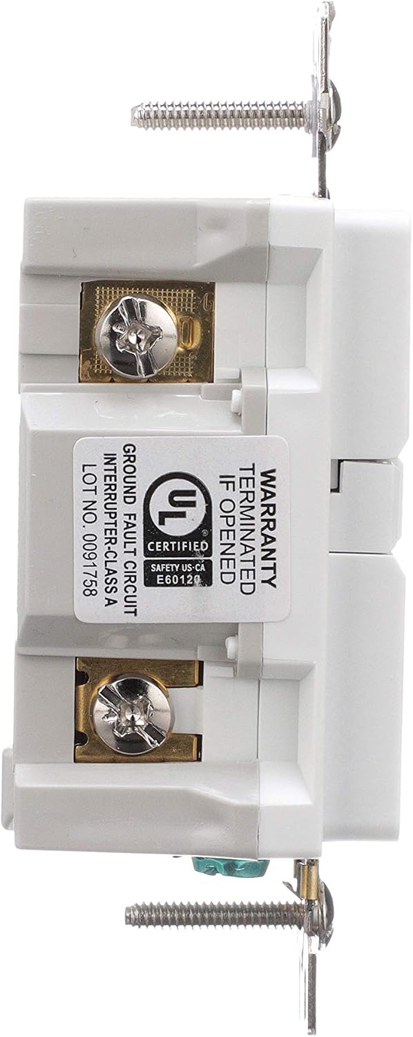 Eaton GFCI Self-Test 15A -125V Tamper & Weather Resistant Duplex Receptacle with Standard Size Wallplate, White