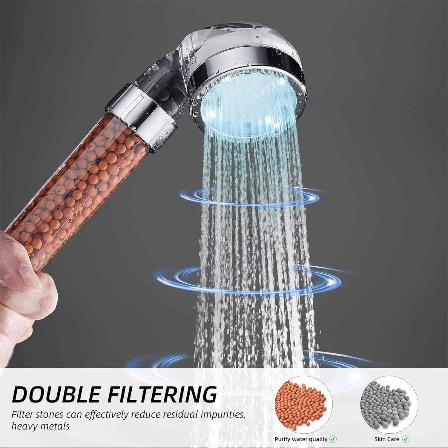 ed LED Shower Head with Handheld, Color Changing, High