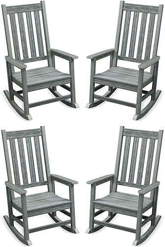 Miniatura 10 de ACUEL Mecedora para exteriores, sillas mecedoras de polietileno de gran tamaño, resistente a la intemperie, 350 libras, silla mecedora resistente