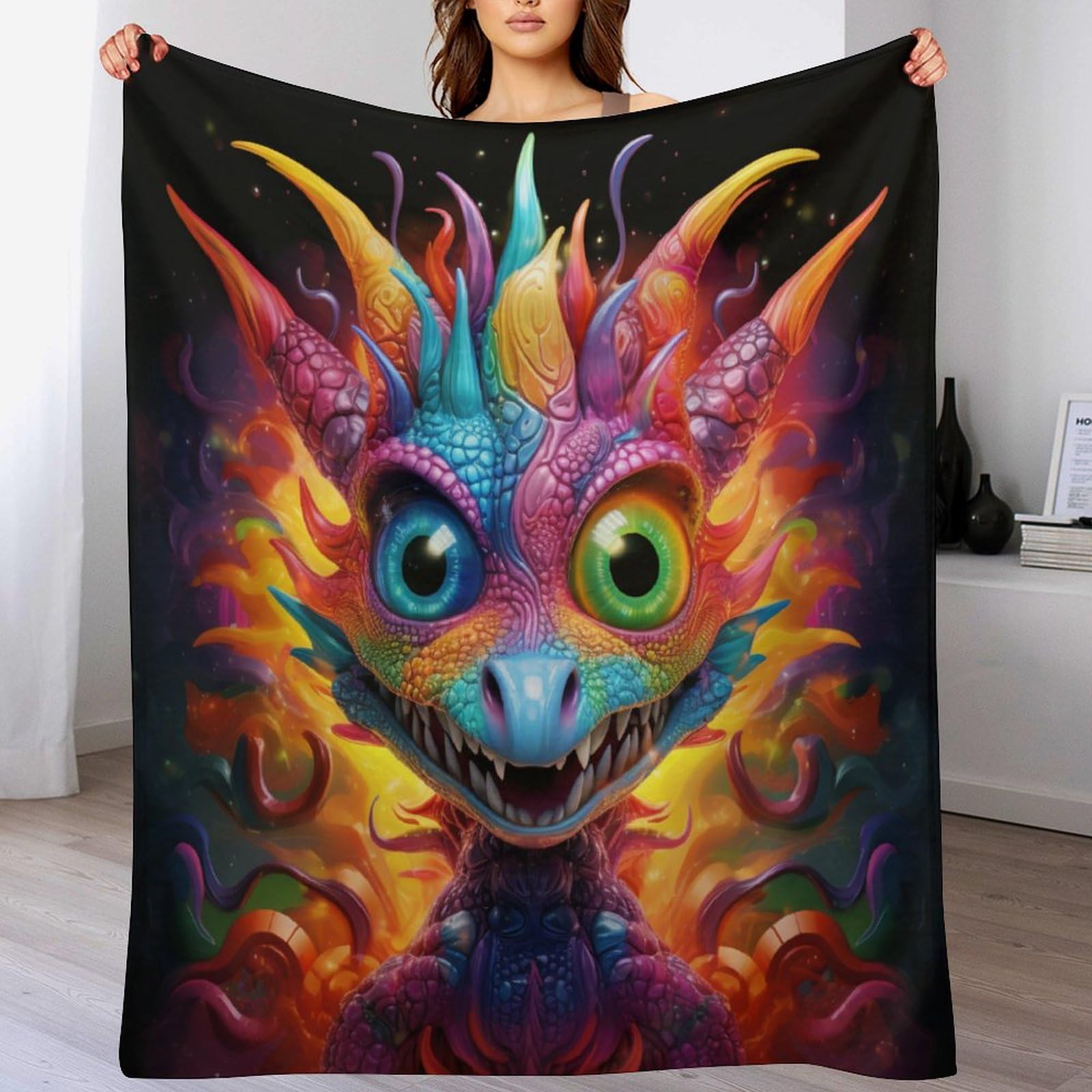Couverture ptérosaure en peluche flannel douce pour canapé et lit 130x180cm