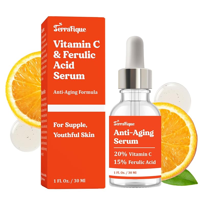 Sérum facial com Vitamina C, ácido ferúlico, ácido hialurônico e niacinamida TERRAFIQUE