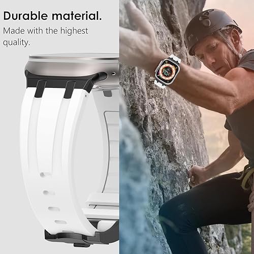 Miniatura 4 de Wingle Correa de silicona líquida AP para iWatch Series 9 8 7 SE 6 5 4 3 2 1 con adaptador de metal, correa deportiva de lujo con adaptador de metal