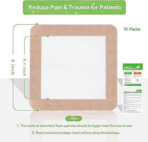 Miniatura 6 de Apósito de espuma adhesiva de silicona con borde suave para úlcera de pierna adolorida de cama, vendaje de silicona impermeable de alta absorción