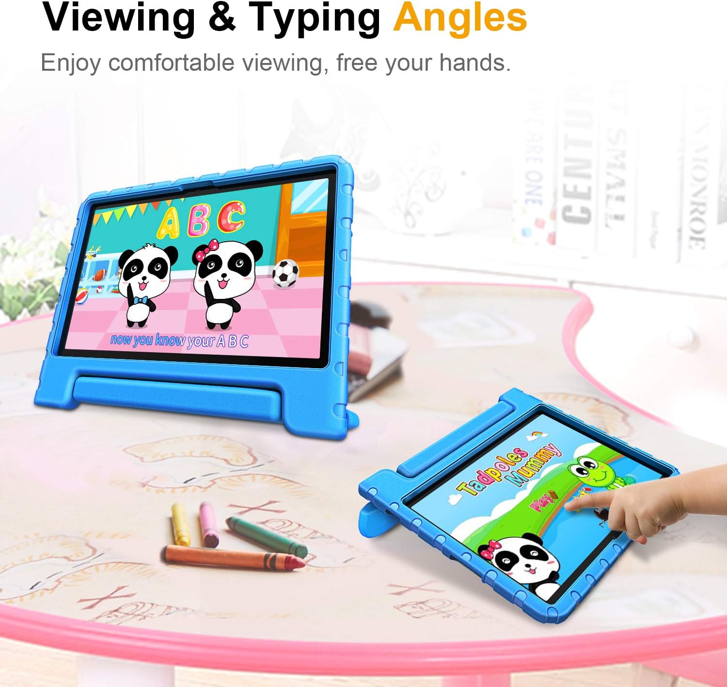 Fintie Shockproof Case for Samsung Galaxy Tab A7 10.4 Inch 2022/2020 Model (SM-T500/T503/T505/T507/T509), Light Weight Convertible Handle Stand Kids Friendly Cover, Blue