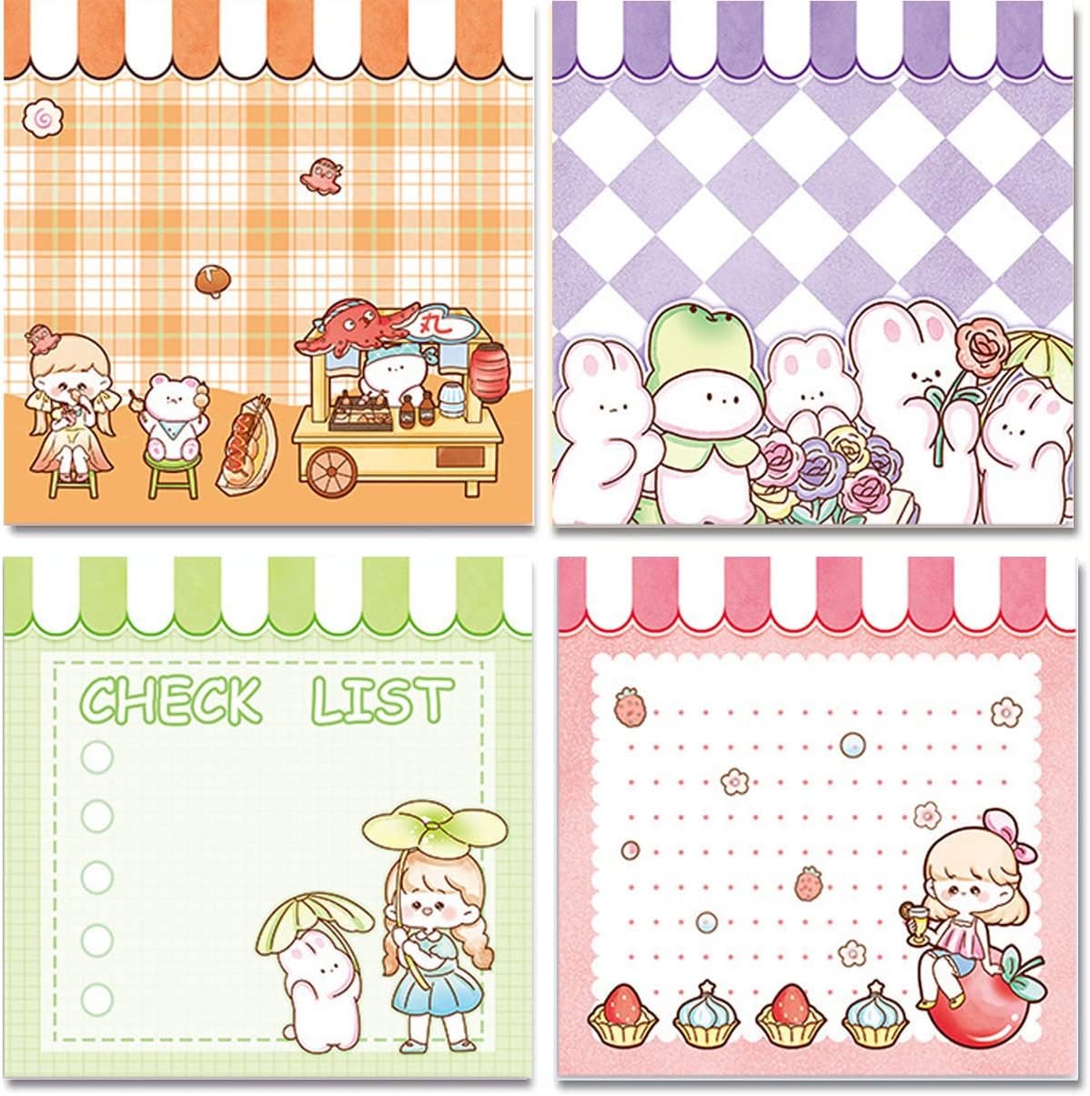 cobee Cute Animal Self Stick Notes,8 Pack Kawaii Rabbit