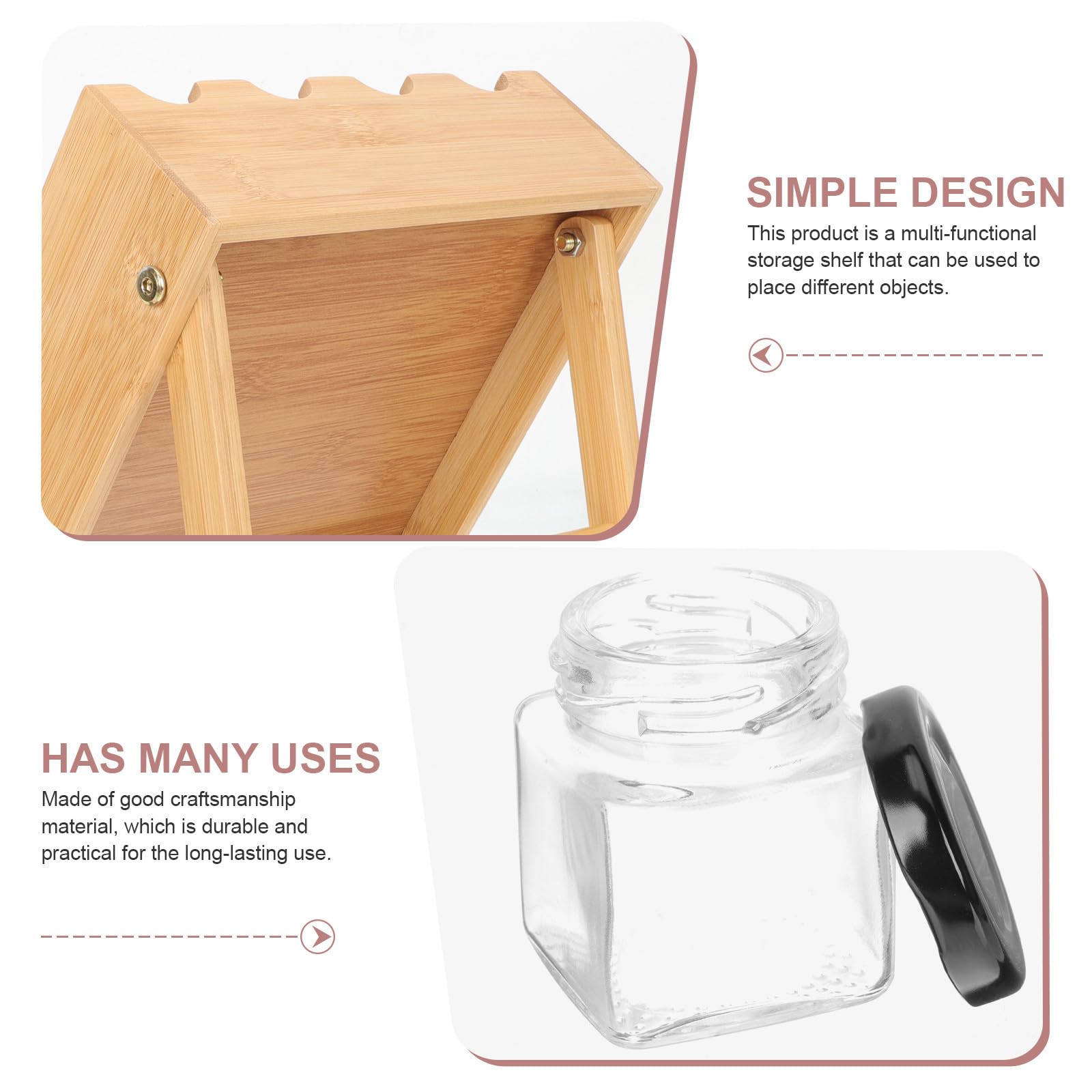 SHINEOFI Soporte Versátil para Especias de Madera y Vidrio Estructura de Múltiples Capas para Organizar Botes de Condimentos en Cocina, Adecuado para Almacenamiento