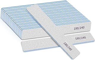 Nail Files 180/240 Grit Nail Files 12pcs, Nail Files Professional Emery Boards Double Sided Nail Files, Nail Files for Natural Nails and Artificial Nails or Thick Nail File Washable