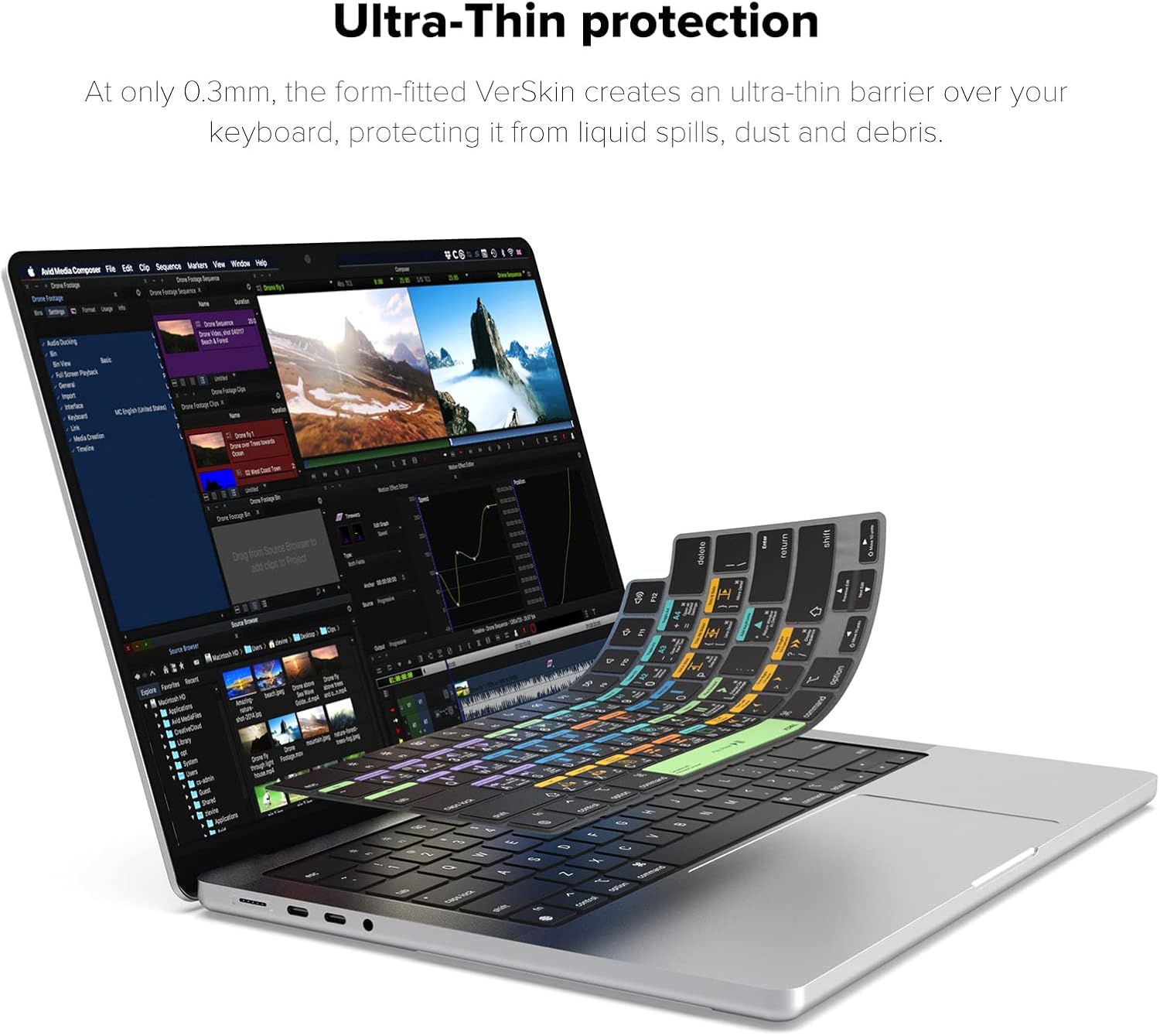 JCPal Avid Media Composer Shortcut Guide Keyboard Cover for Apple MacBook Pro 14 inch / 16 inch (M1–M5), MacBook Air 13 inch / 15 inch (M2–M5) and MacBook Neo (US–Layout)