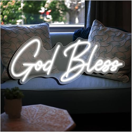 Miniatura 2 de Letreros de neón con texto en inglés God Bless