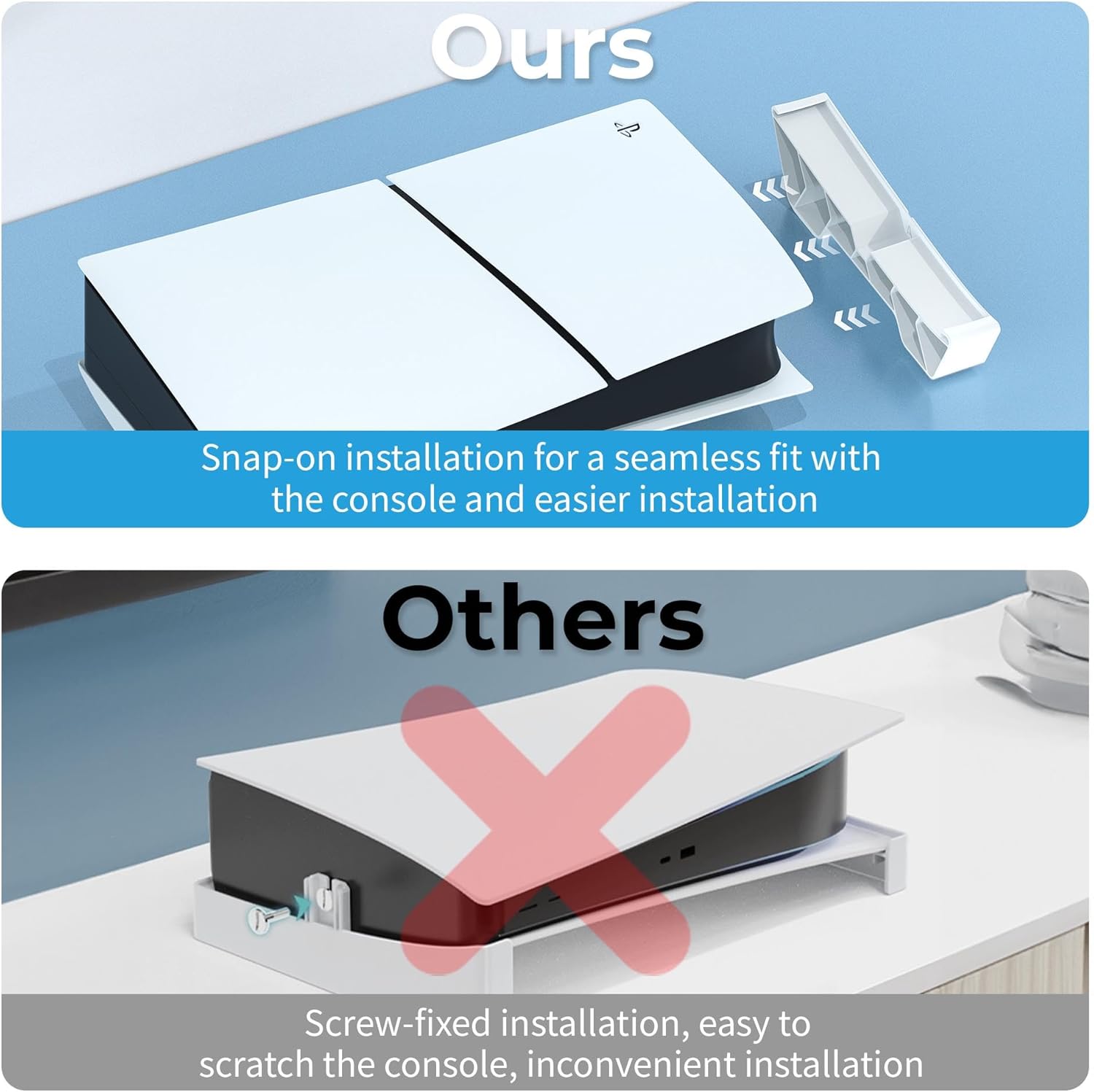 Horizontal Stand Compatible with PS5 Pro/PS5 Slim Console, Base Stand Accessories for PlayStation 5 Slim/Pro Disc & Digital Edition(Not for PlayStation 5 2020) - Image 4