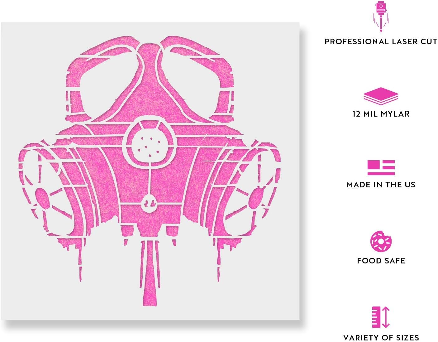 Gas Mask Stencil - Large & Huge Wall Art Mylar Stencils