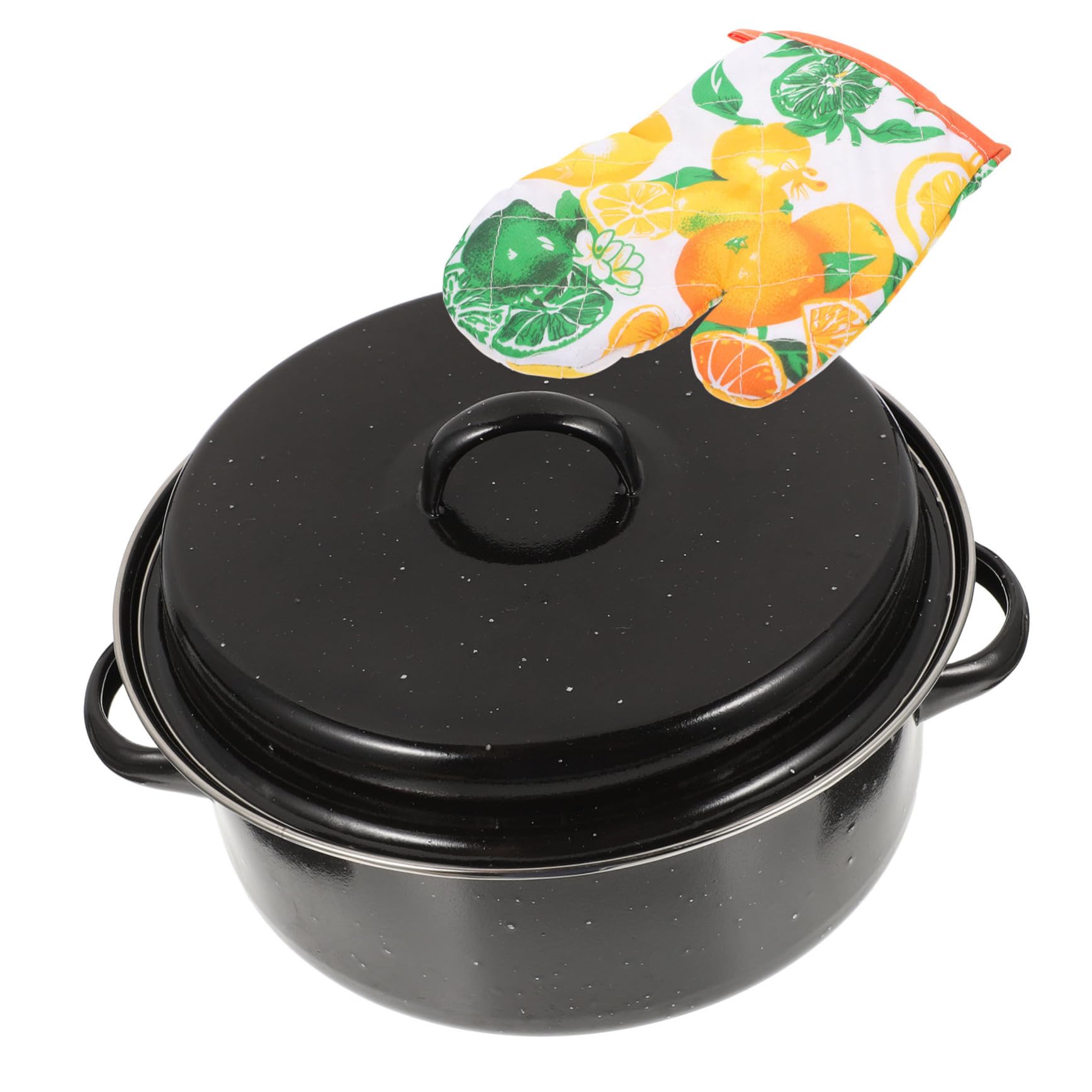 Happyyami 1Set Roasting Pot with Enameled Lid Convenient Kitchen Gadget for Roasting Sweet Potatoes Cooking Supply for Home Camping and Restaurant Use