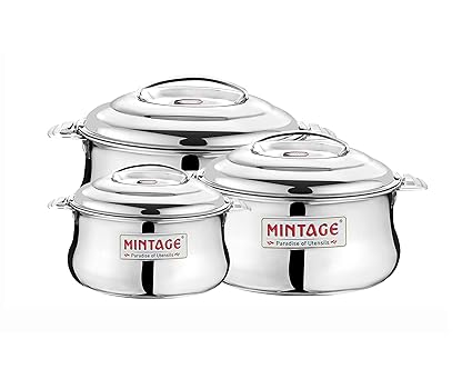 Mintage Stainless Steel Hot Case Dolphin (1500 Ml, 2200 Ml, 2700 Ml) Silver 3 Pieces 35+Years of Innovation and Quality