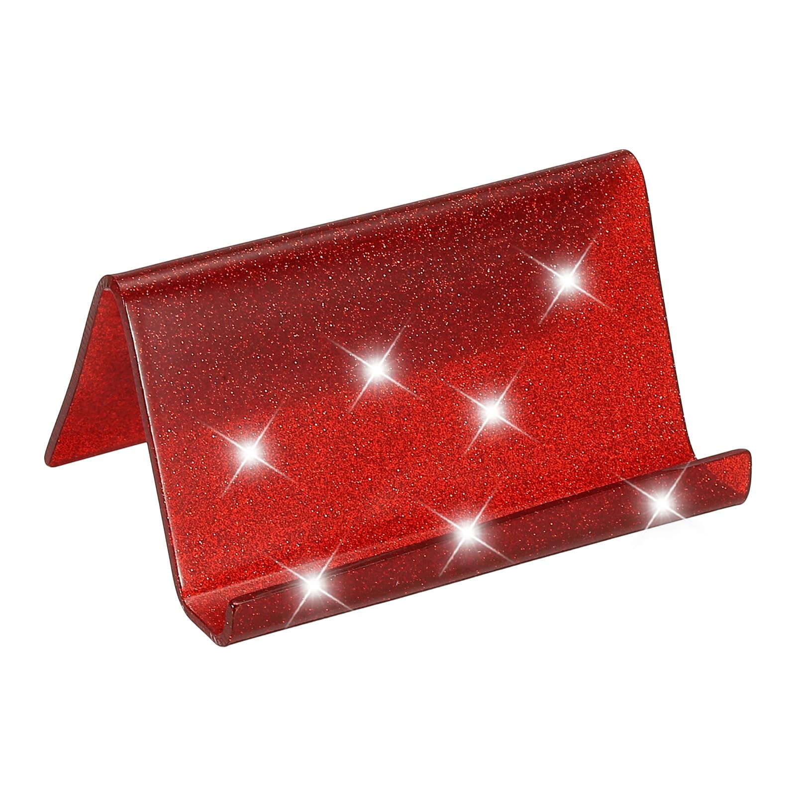 PATIKIL Business Card Holder for Desk Acrylic Business Card Holders Shine Card Stand Organizer Cards Display for Office Exhibition Red