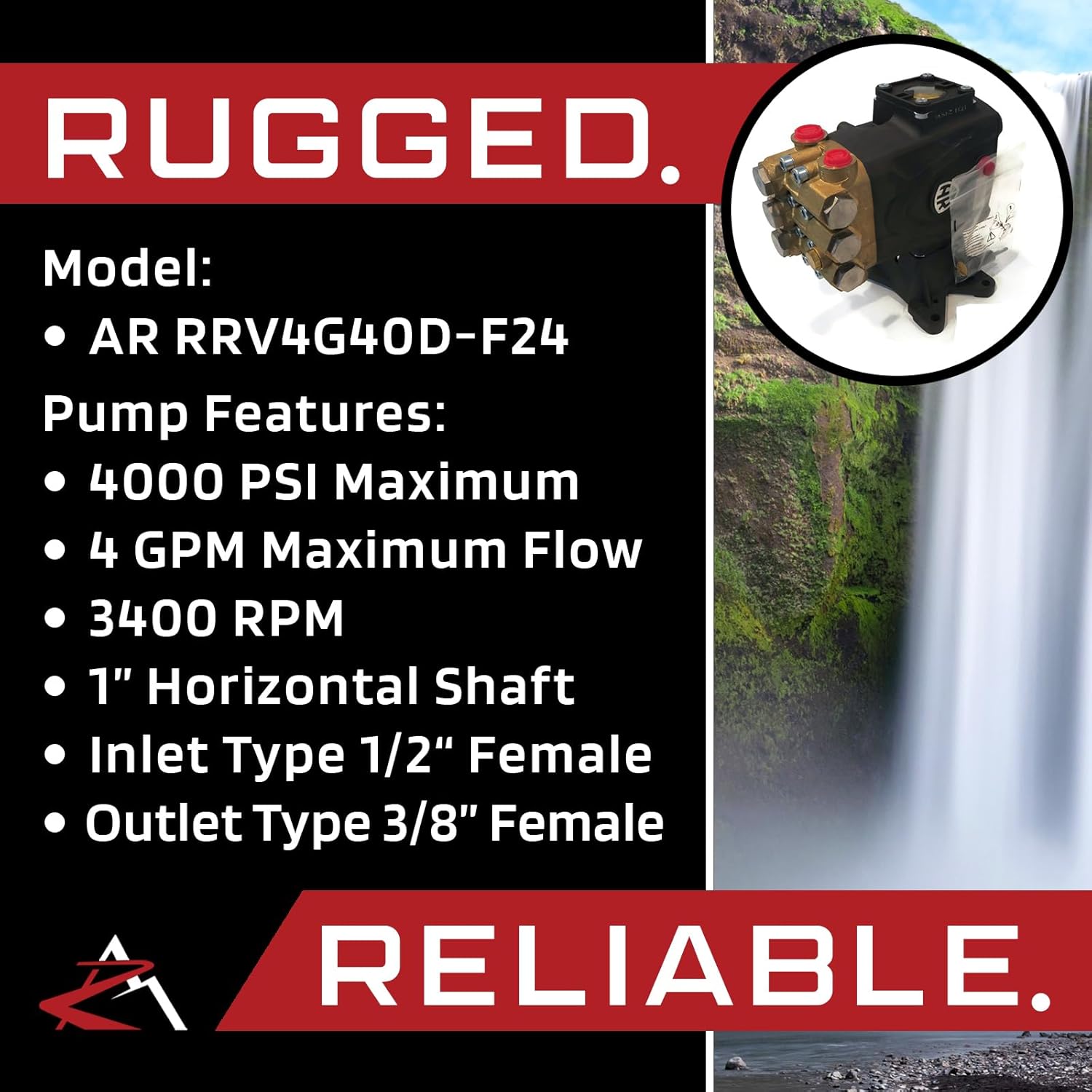 4000 psi Pressure Washer Pump Only, Replacement for John Deere PR-4000GH, PR-4000GS, PR-3400GS