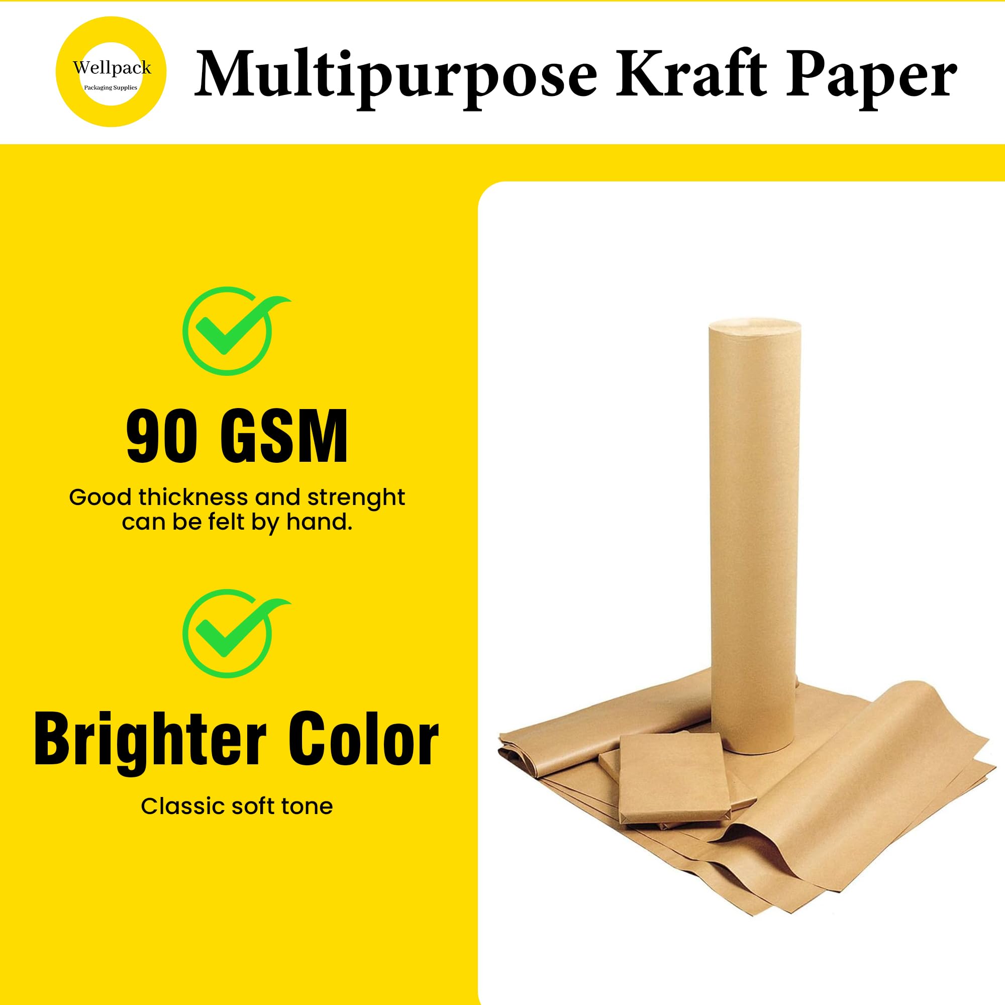 Brown Kraft Paper Roll - Wrapping Paper Roll 44CM X 10M, Paper Packing Roll,100% Biodegradable
