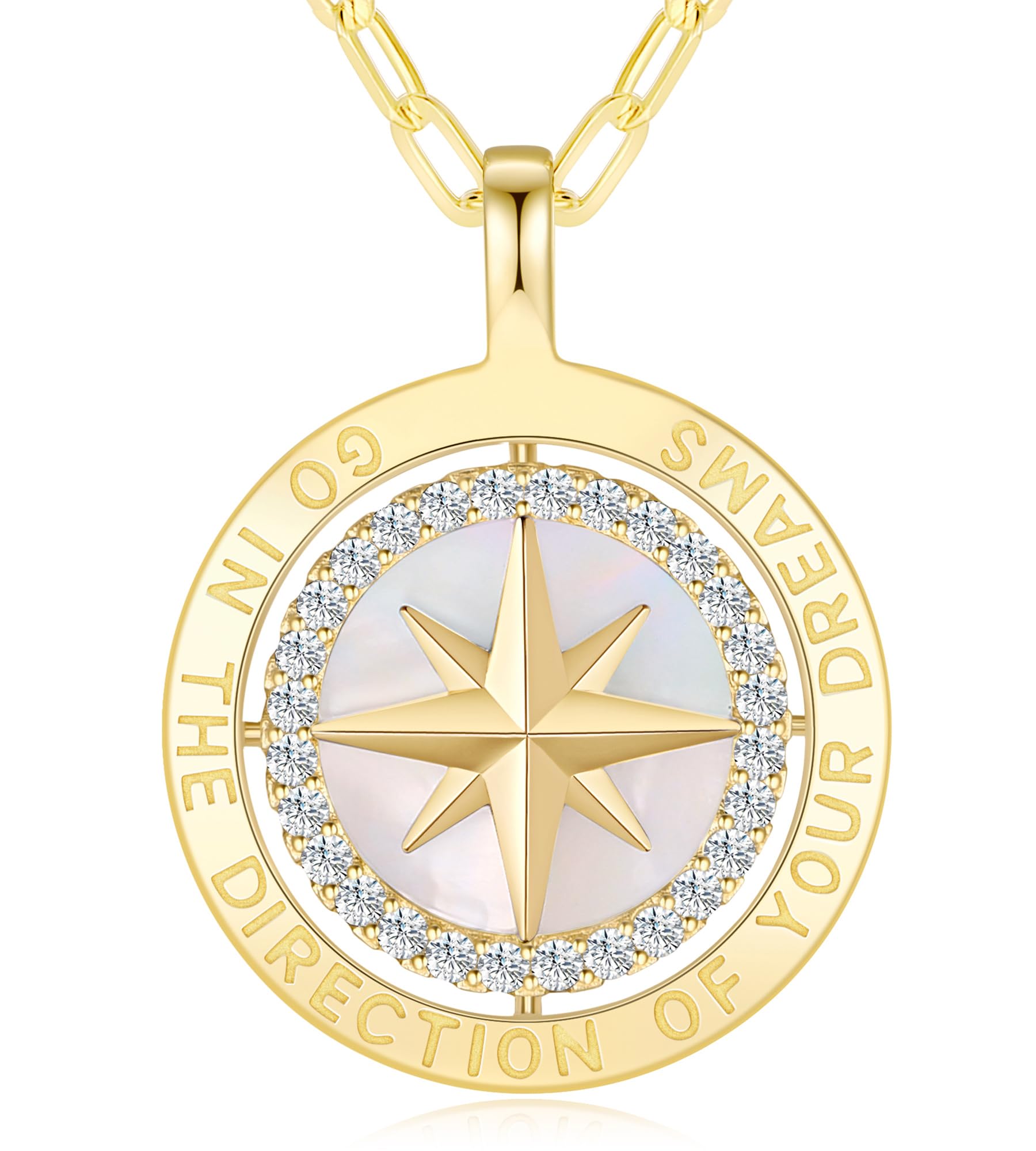 LOUISA SECRET Gold Halskette Damen Silber 925 Kompass Kette Anhänger