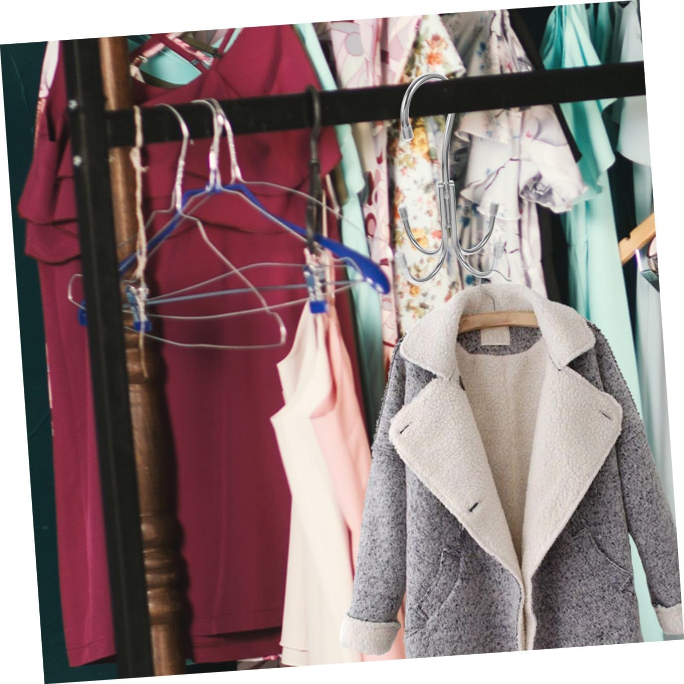 ULTECHNOVO 2Pcs Purse Hook Hanger for Closet Multi Functional Scarf Tie and Bag Organizer with Strong Load Bearing Capacity for Neat Wardrobe Storage
