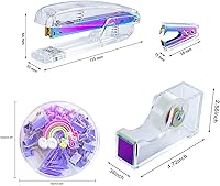 Vista 2 de Juego de grapadoras acrílicas de escritorio y kit de decoración para regalo, grapadora transparente con 1000 grapas y removedor de grapas