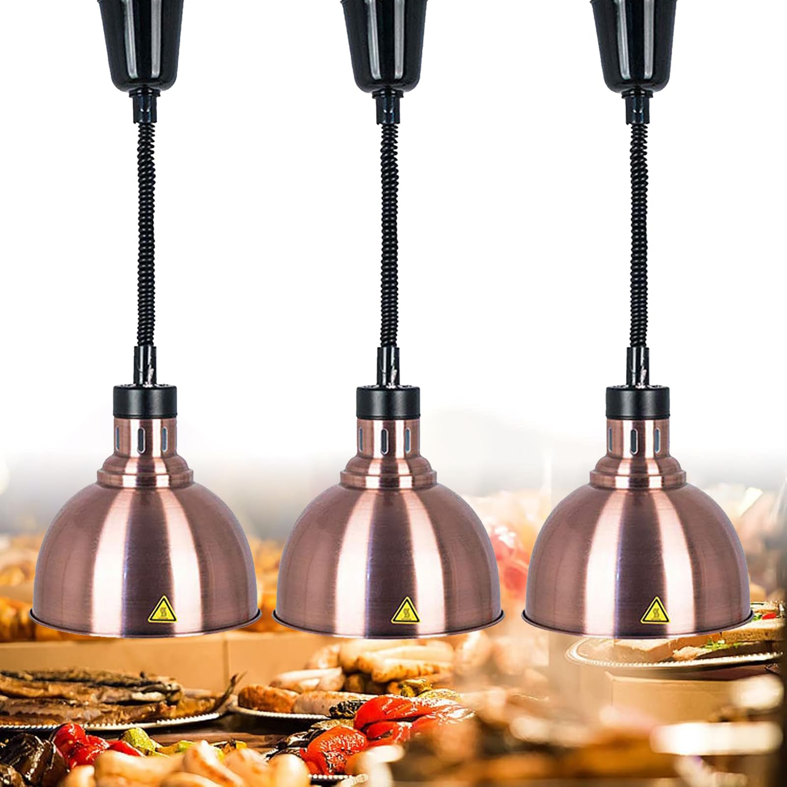 Lampa grzewcza do żywności, lampa cieplejsza z żarówką, wisząca, chowana lampa grzewcza do żywności o dużej mocy, wyposażenie kuchni komercyjnej hotelu restauracja bufet E 4pcs