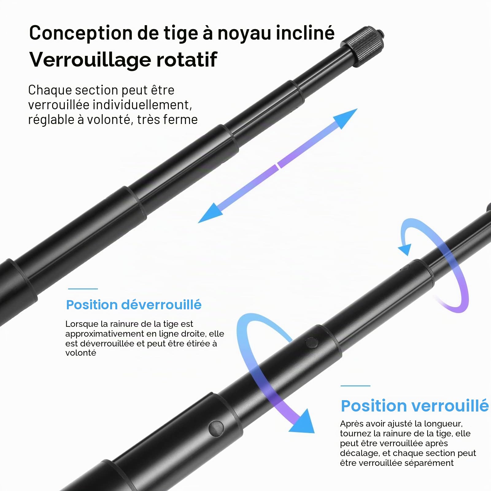 PULUZ Adaptateur de Fix de caméra pour Guidon de Moto Perche à Selfie pour Gopro Heor 13 12 11 10, Max 2, Lit/DJI OSMO 360 Action 6/Insta360 X5 X4 Air Go3 Ace Accessoires pour caméra d'action