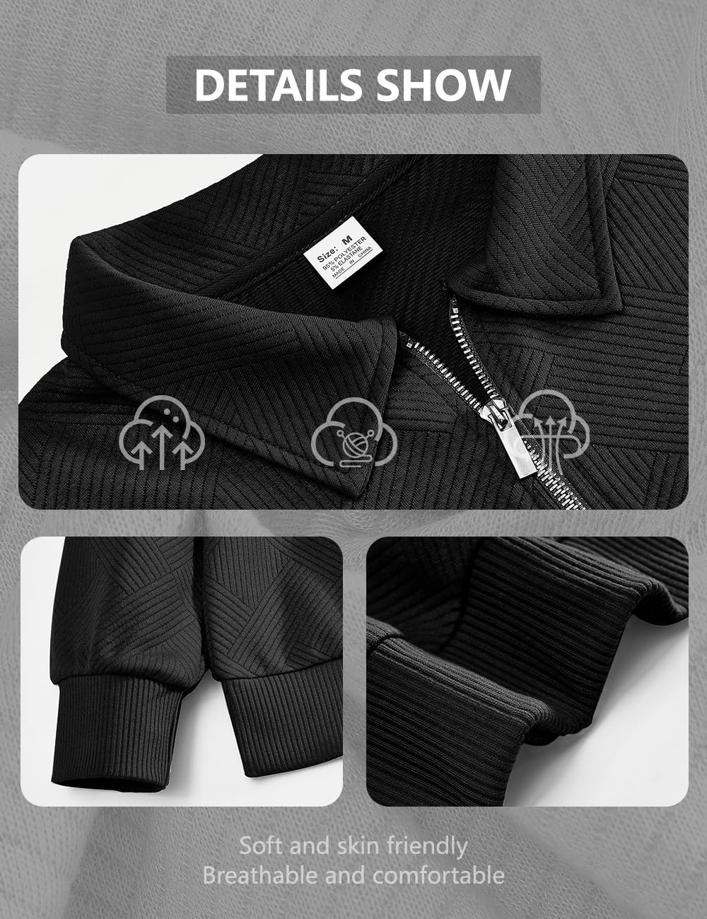 Men's Sweater Quarter Zip Striped Casual Long Sleeve Pullover Fall Winter Spring Color Block Polo Sweatshirts - Image 6