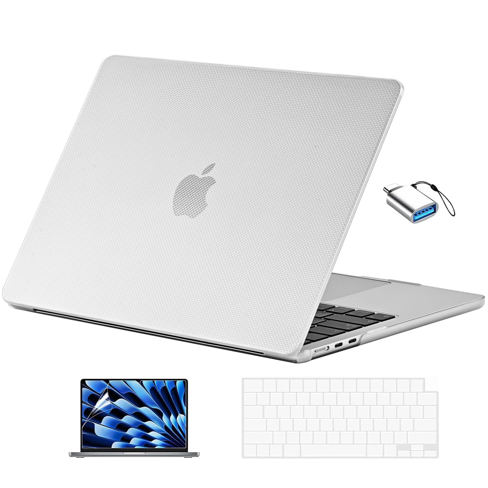 EooCoo for MacBook Air 13 inch Case M5/M4/M3/M2 2026-2022, Dots Clear