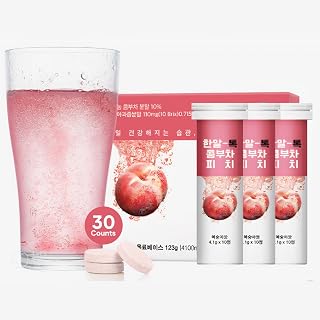 Korean Food Everteen Kombucha Effervescent Drink Mix – Peach Flavor, 30 Count, Low Calorie, Probiotic + Prebiotic, Sugar-Free, Korean Sparkling Fermented Tea Beverage