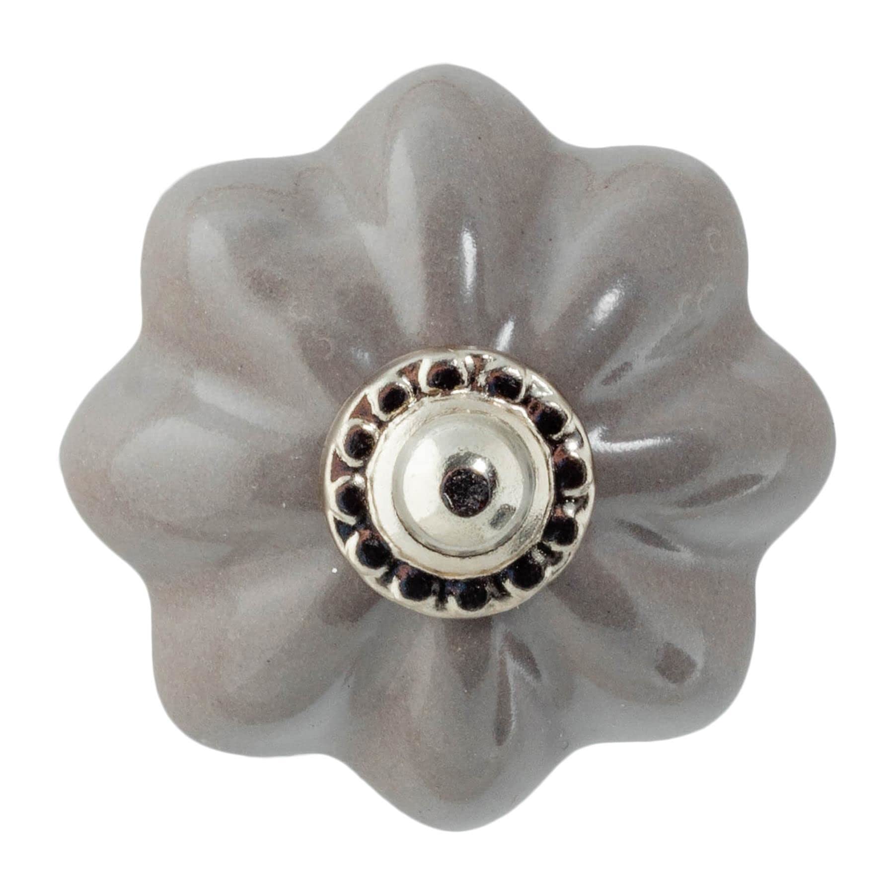 Nicola Spring Ceramic Cupboard Drawer Knobs - Solid Vintage Design - Grey - Pack of 6