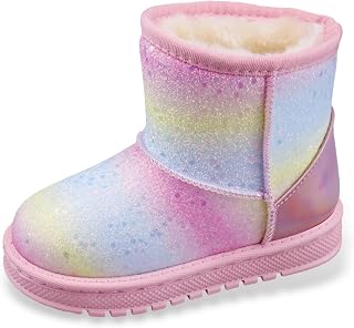 Toddler Girls Winter Snow Boots Sparkly Rainbow 10t | Sparkly,Shiny,Cute,Warm,Non-slip,Lightweight,Sturdy,Plush lined,Soft,Comfy,Princess,Dress,Gifts,Christmas,Party