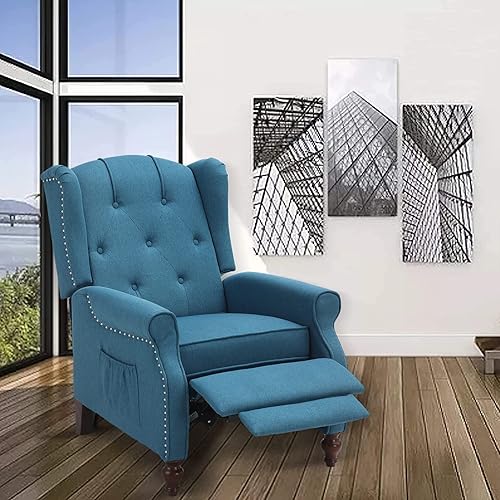 Miniatura 9 de Wingback - Silla reclinable con respaldo a presión y calor y masaje, sofá individual copetudo para el hogar, sala de estar, oficina, dormitorio