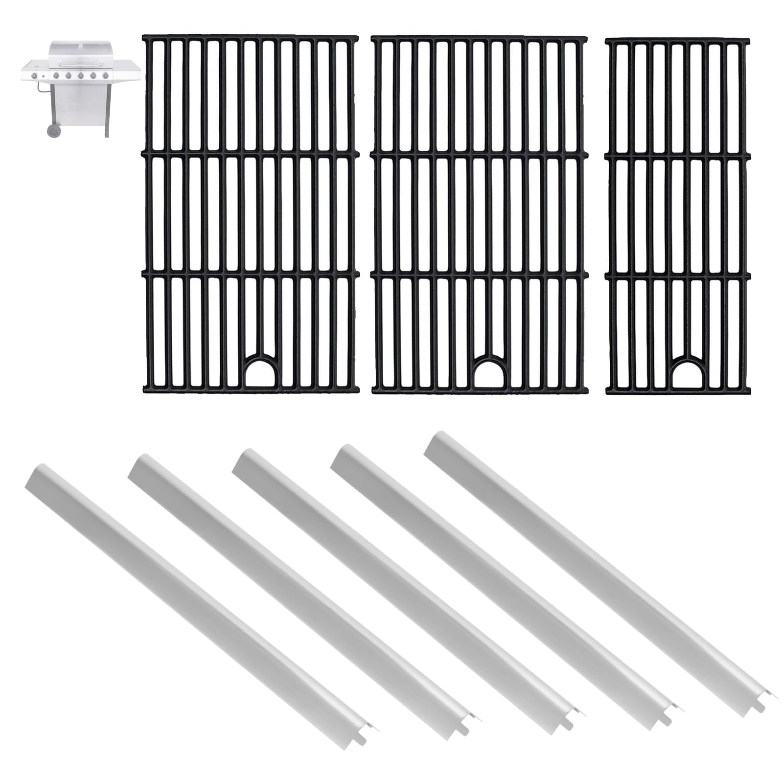 BBQration Grill Parts for Charbroil Performance 5 Burner 463448021 463449021 463450022 463455021 463458021 Cooking Grate & Heat Plate Charbroil Grill
