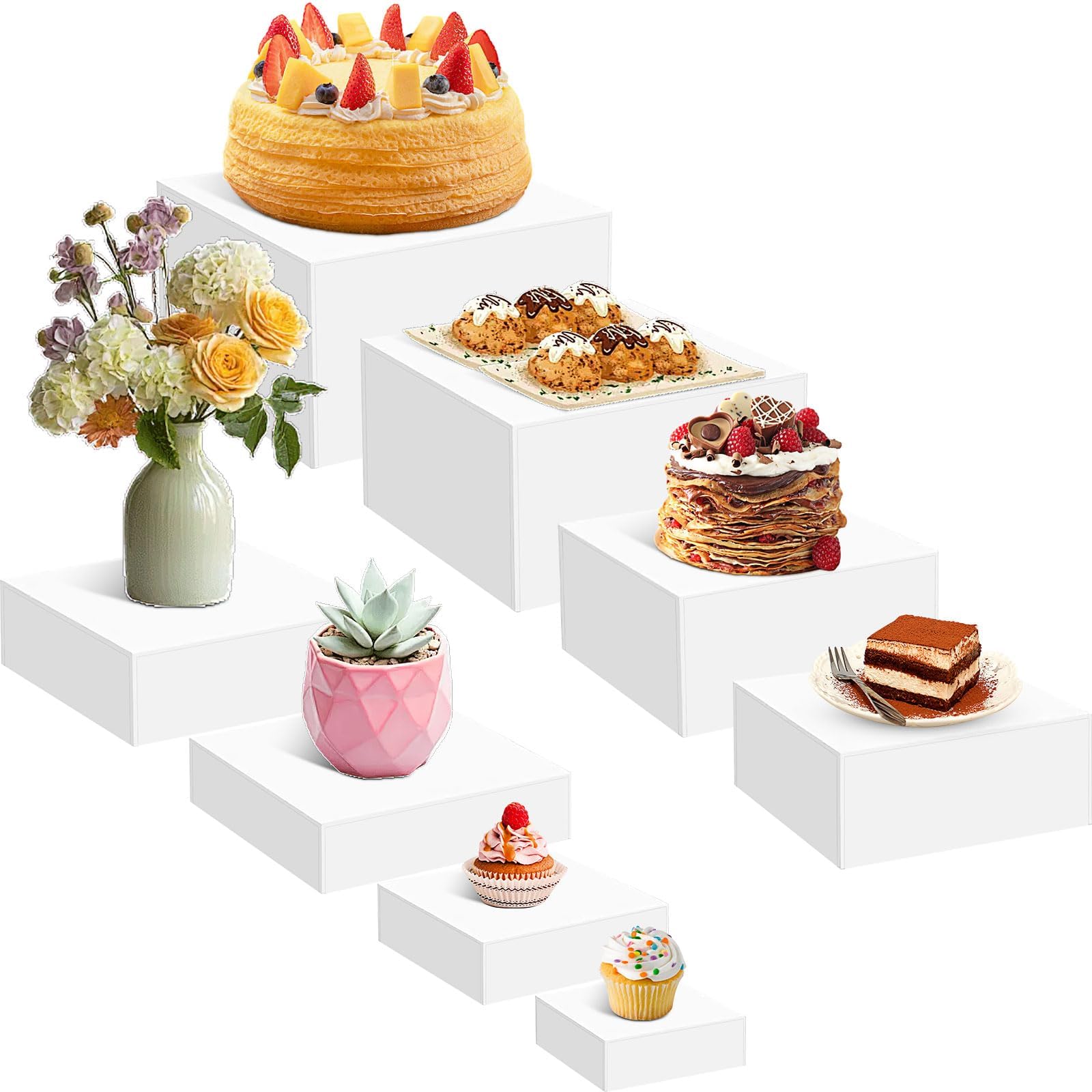 Présentoirs de buffet acrylique blanc pour sublimer vos tables de fête et réceptions