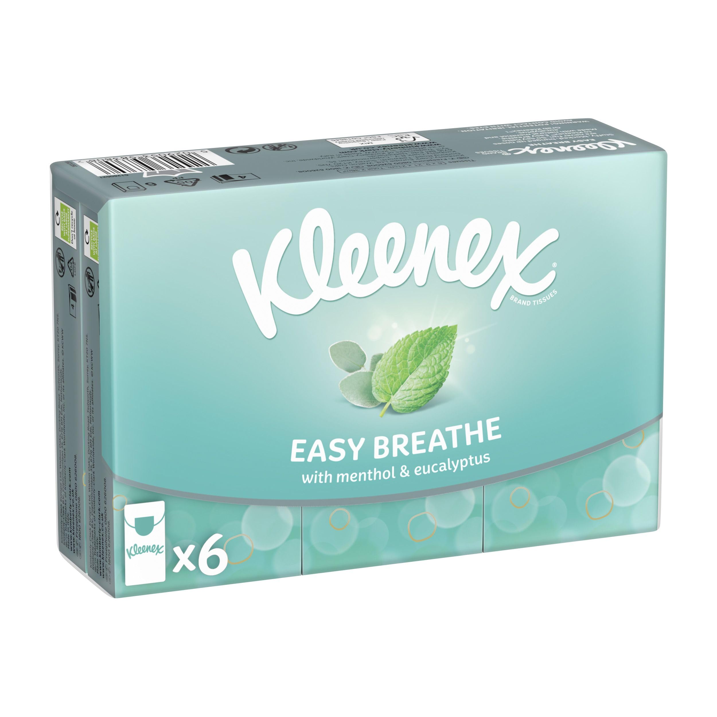 Kleenex® Easy Breathe Travel Pocket Tissues - Natural Menthol and Eucalyptus - 6 Pocket Packs — view 2
